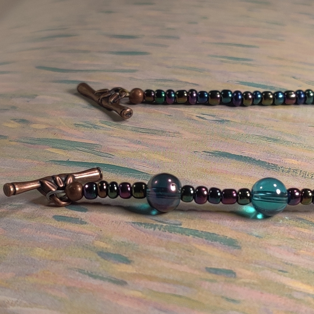Blue Agate & Glass Beads Handmade Bracelet - Picture 5 of 13